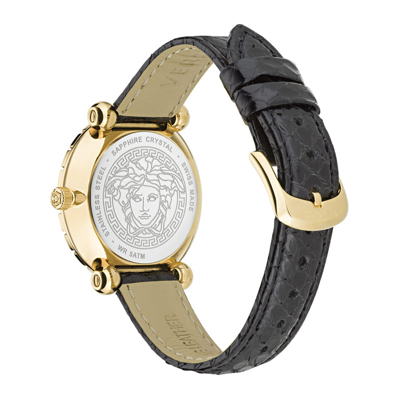 Versace Greca Twist Leather Gold Round Dial Quartz Women Watch Watch Versace