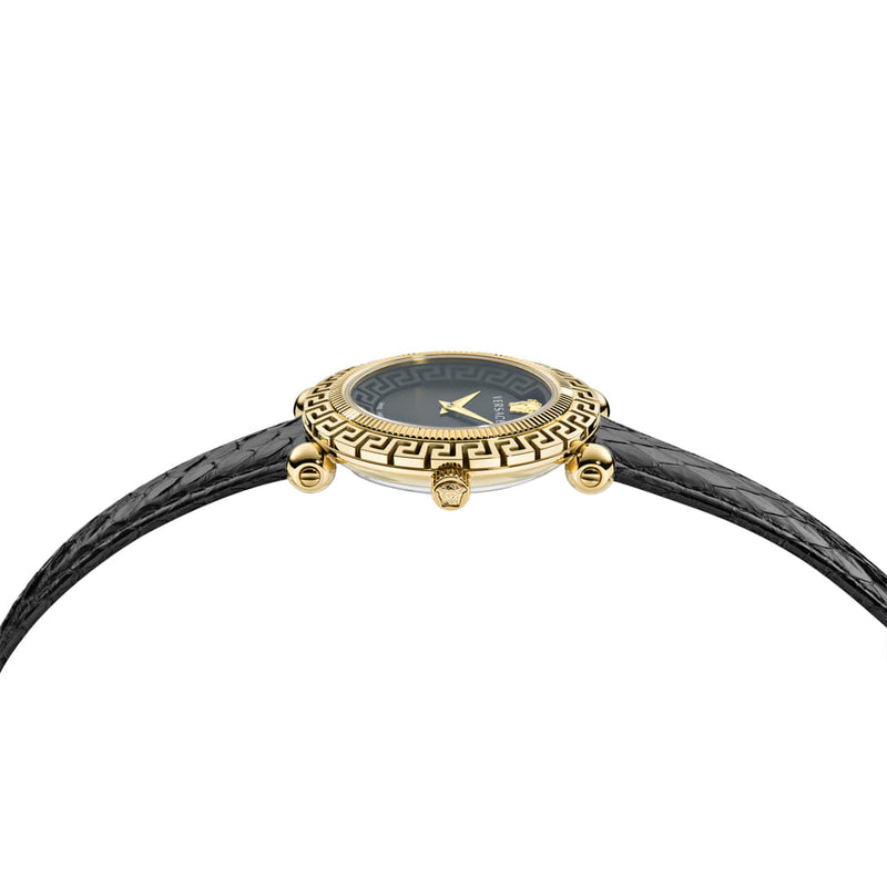Versace Greca Twist Leather Gold Round Dial Quartz Women Watch Watch Versace