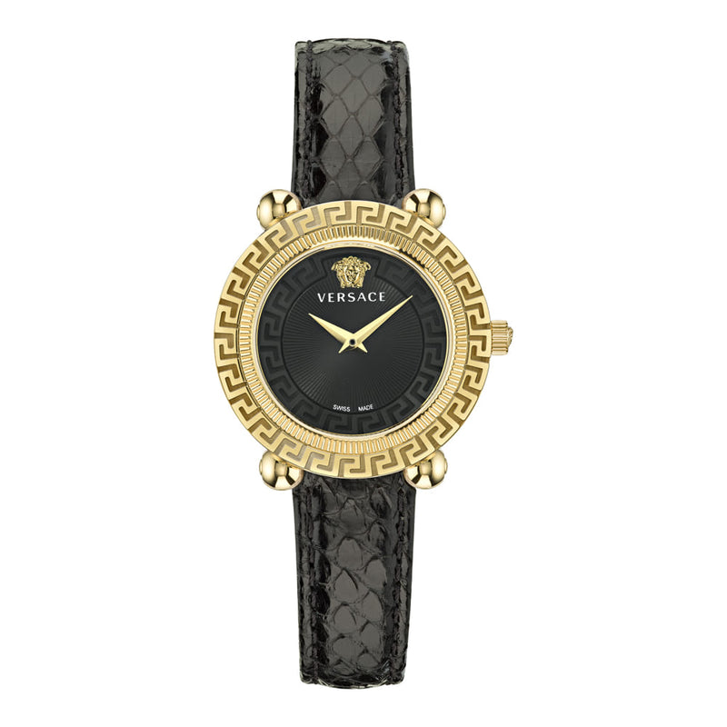 Versace Greca Twist Leather Gold Round Dial Quartz Women Watch Watch Versace