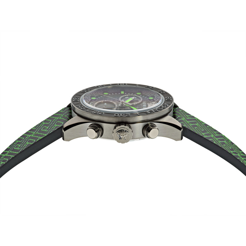 Versace Greca Dome Leather Black Round Dial Quartz Analog Men Watch Watch Versace