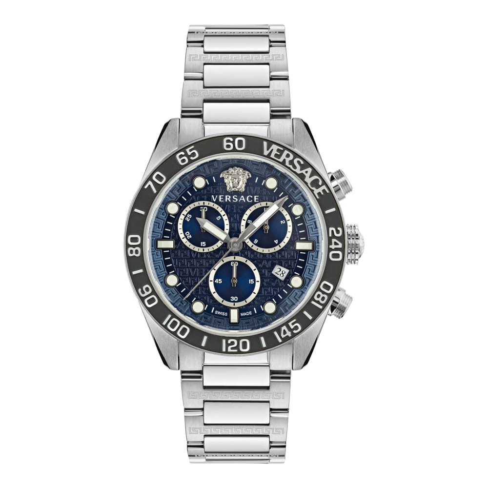 Versace Greca Dome Stainless Steel Round Dial Quartz Men Watch