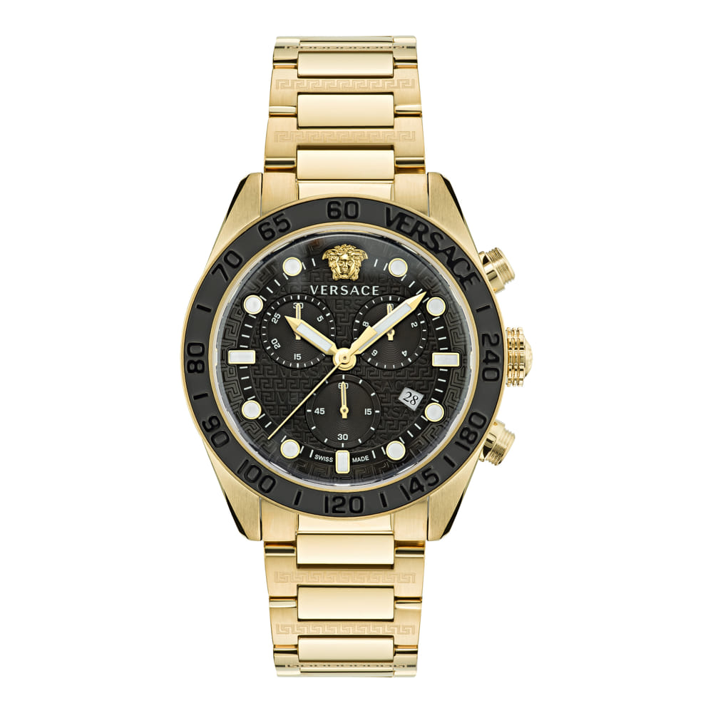 Versace Greca Dome Gold Round Dial Quartz Men Watch
