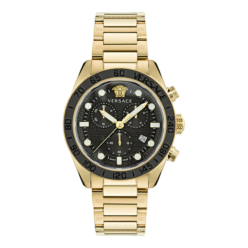 Versace Greca Dome Gold Round Dial Quartz Men Watch Watch Versace