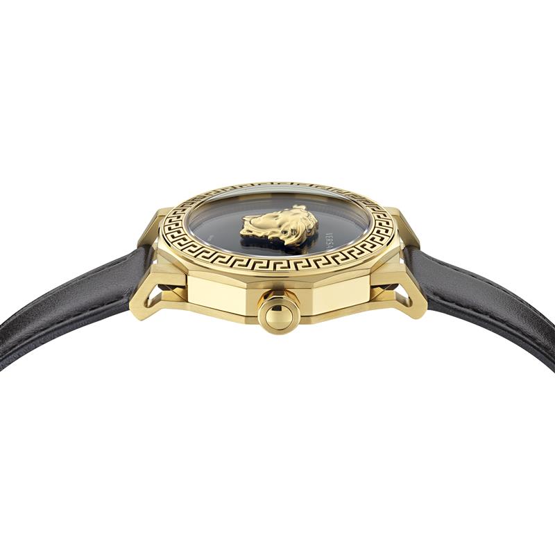 Versace Medusa Deco Leather Gold Round Quartz Women Watch