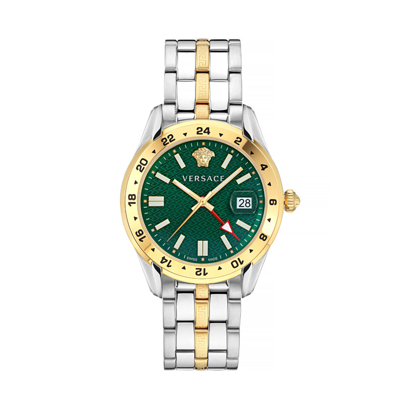 Versace Greca Time Green Round Dial Quartz Analog Men Watch Watch Versace