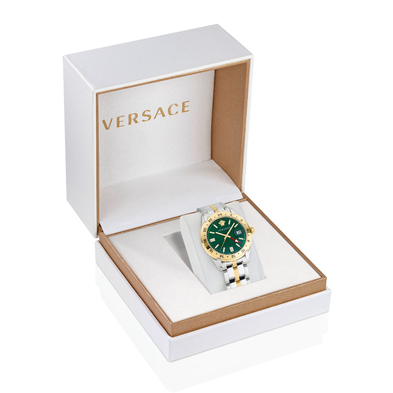 Versace Greca Time Green Round Dial Quartz Analog Men Watch Watch Versace