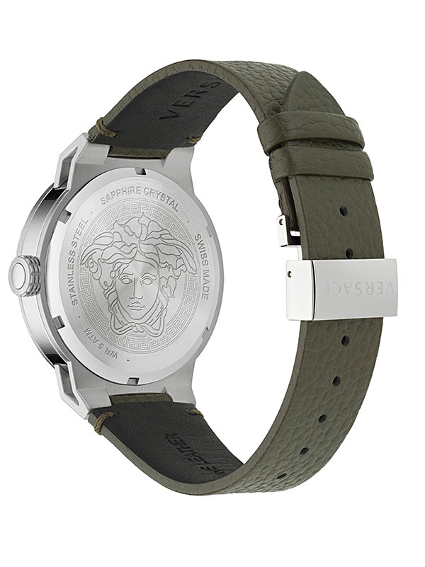 Versace Medusa Leather Green Round Dial Quartz Analog Men Watch Watch Versace