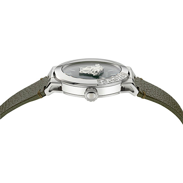 Versace Medusa Leather Green Round Dial Quartz Analog Men Watch Watch Versace