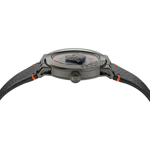 Versace Medusa Leather Black Round Dial Quartz Analog Men Watch