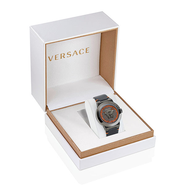 Versace Medusa Leather Black Round Dial Quartz Analog Men Watch