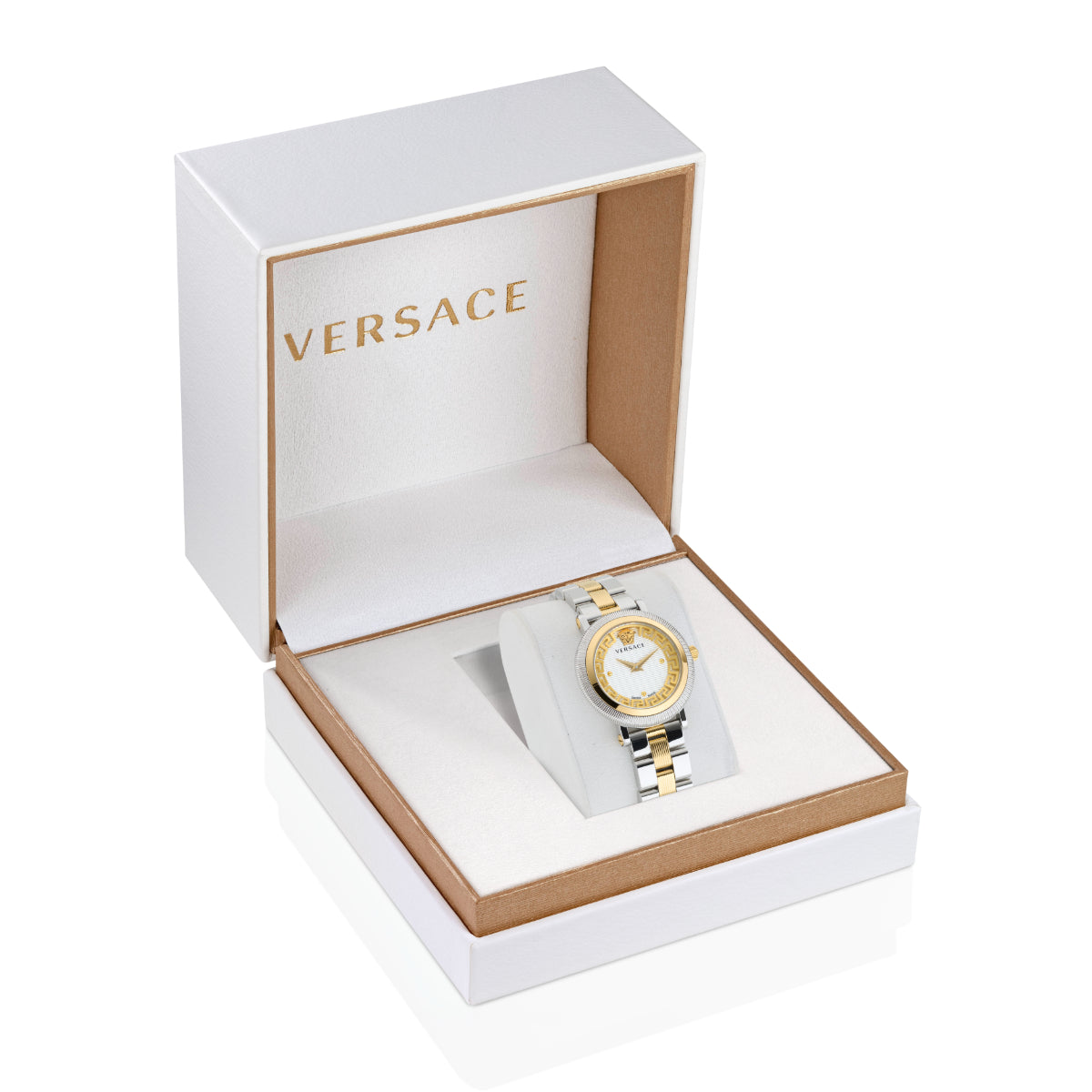 Versace Greca Flourish White Round Dial Quartz Analog Women Watch