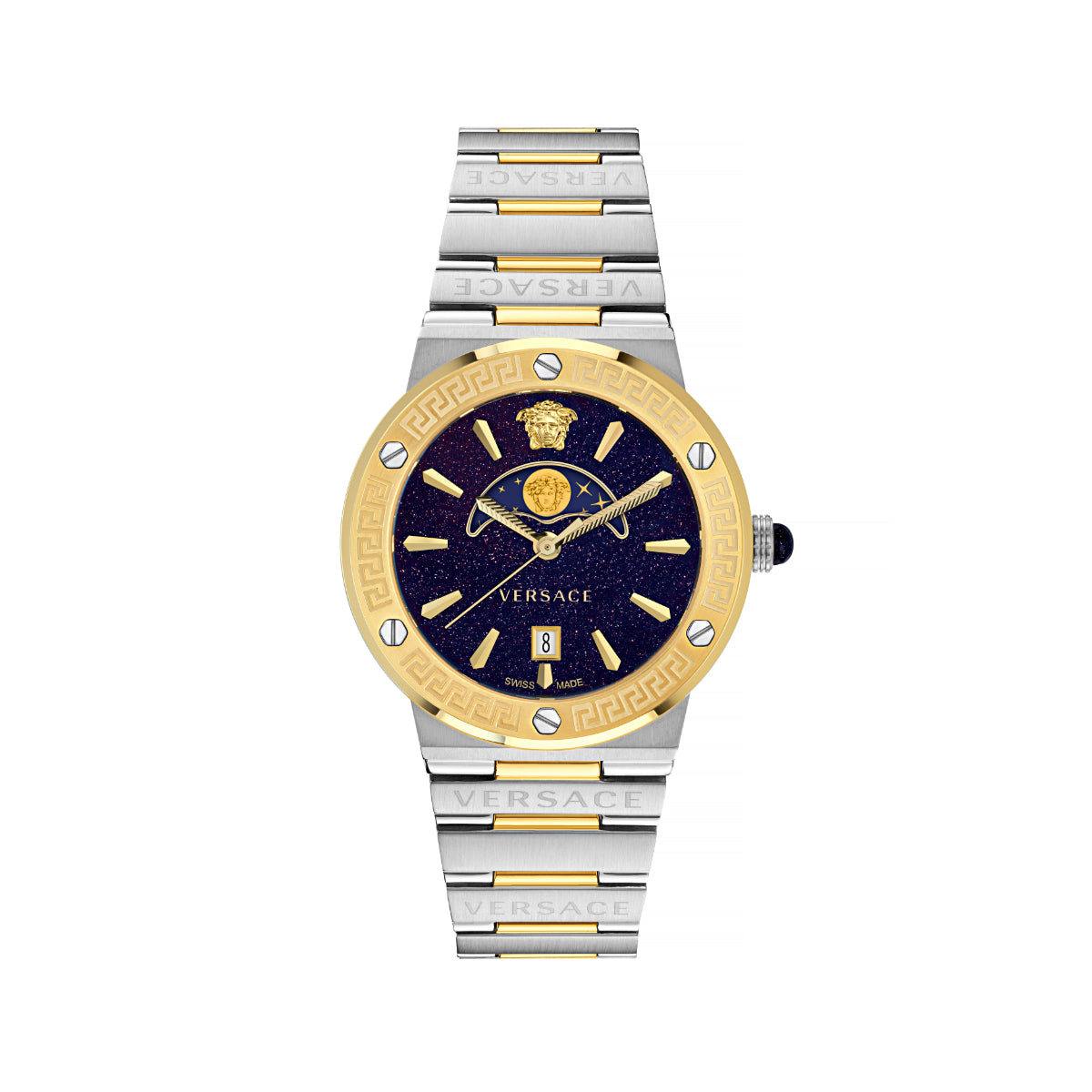 Versace Greca Logo Blue Round Dial Quartz Analog Unisex Watch Watch Versace