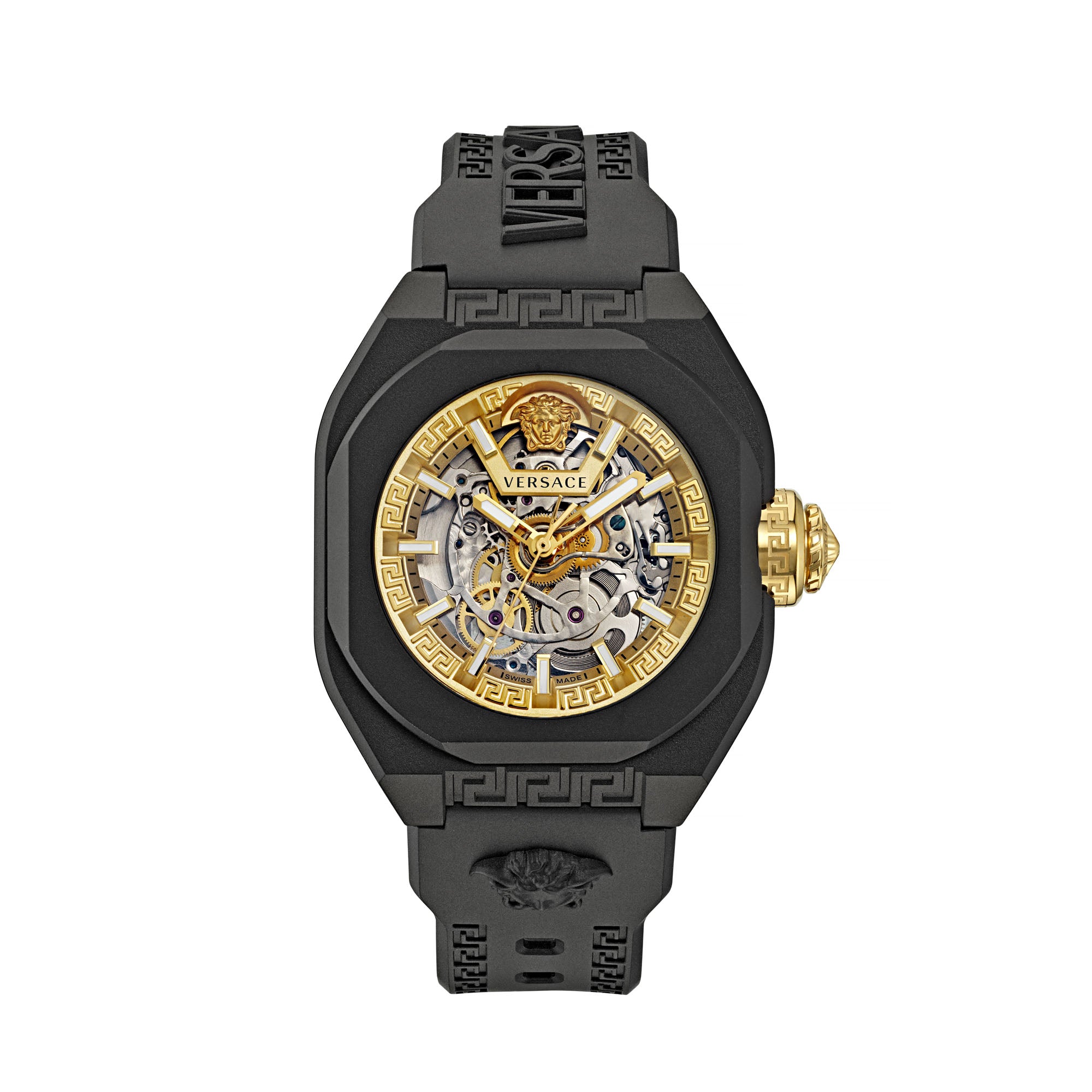 Versace V Legend Gold Tone Octogonal Dial Quartz Analog Unisex Watch Watch Versace