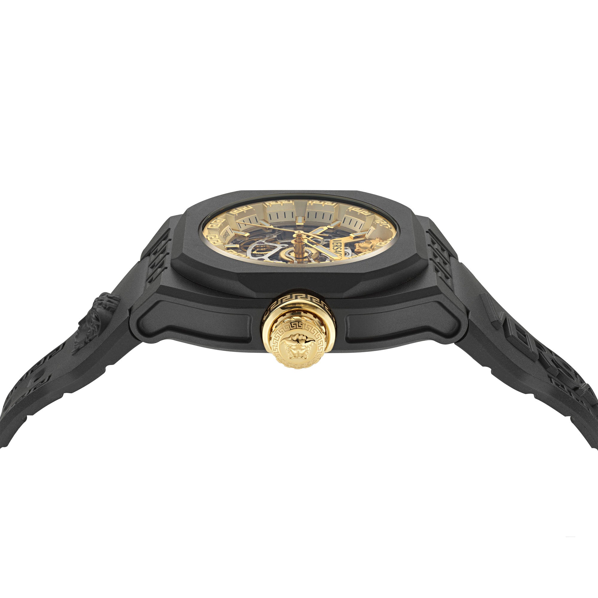Versace V Legend Gold Tone Octogonal Dial Quartz Analog Unisex Watch Watch Versace
