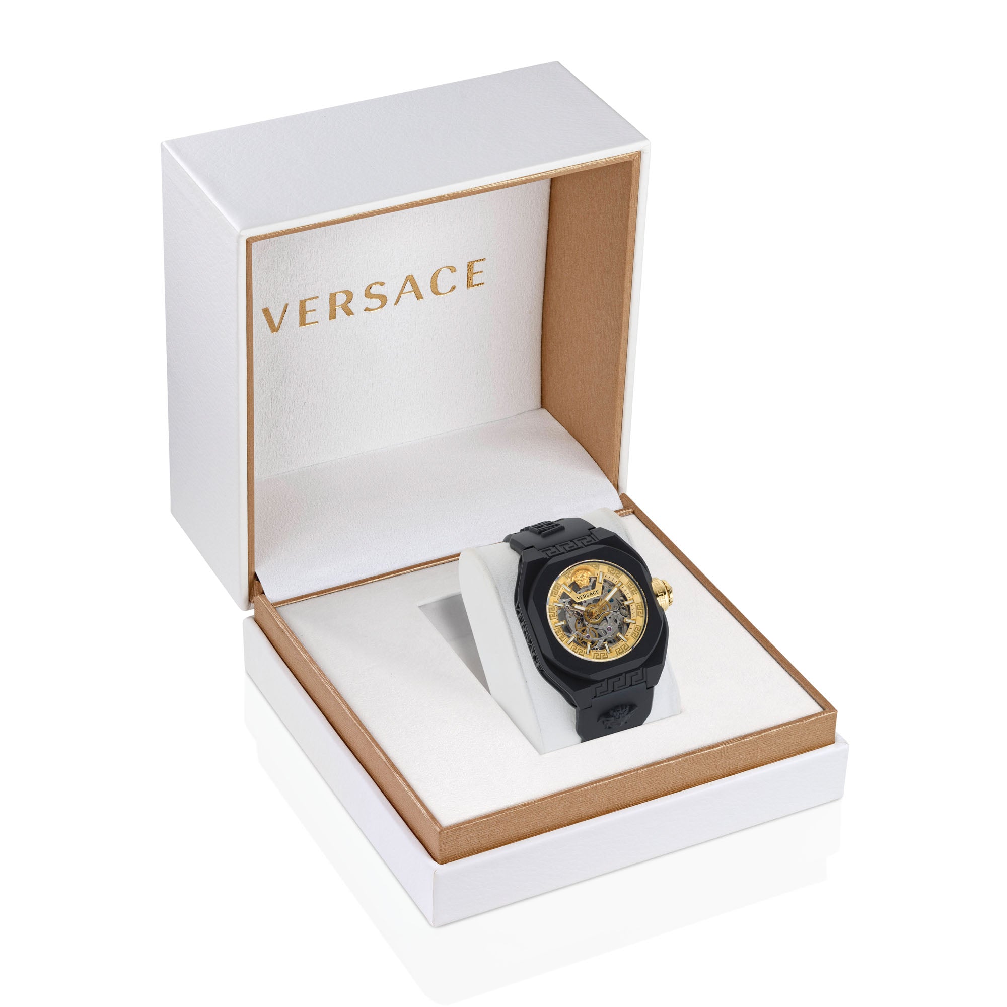 Versace V Legend Gold Tone Octogonal Dial Quartz Analog Unisex Watch Watch Versace