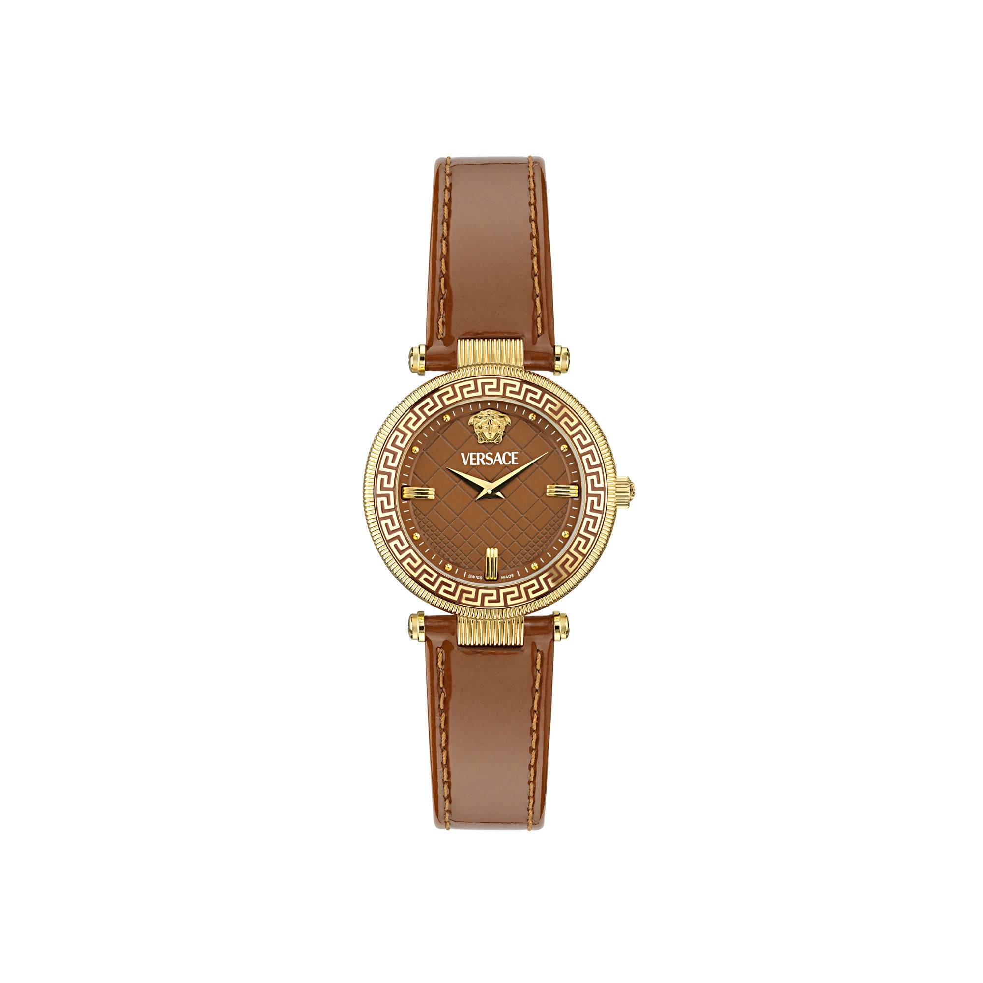 Versace Reve Leather Orange Round Dial Quartz Analog Women Watch Watch Versace