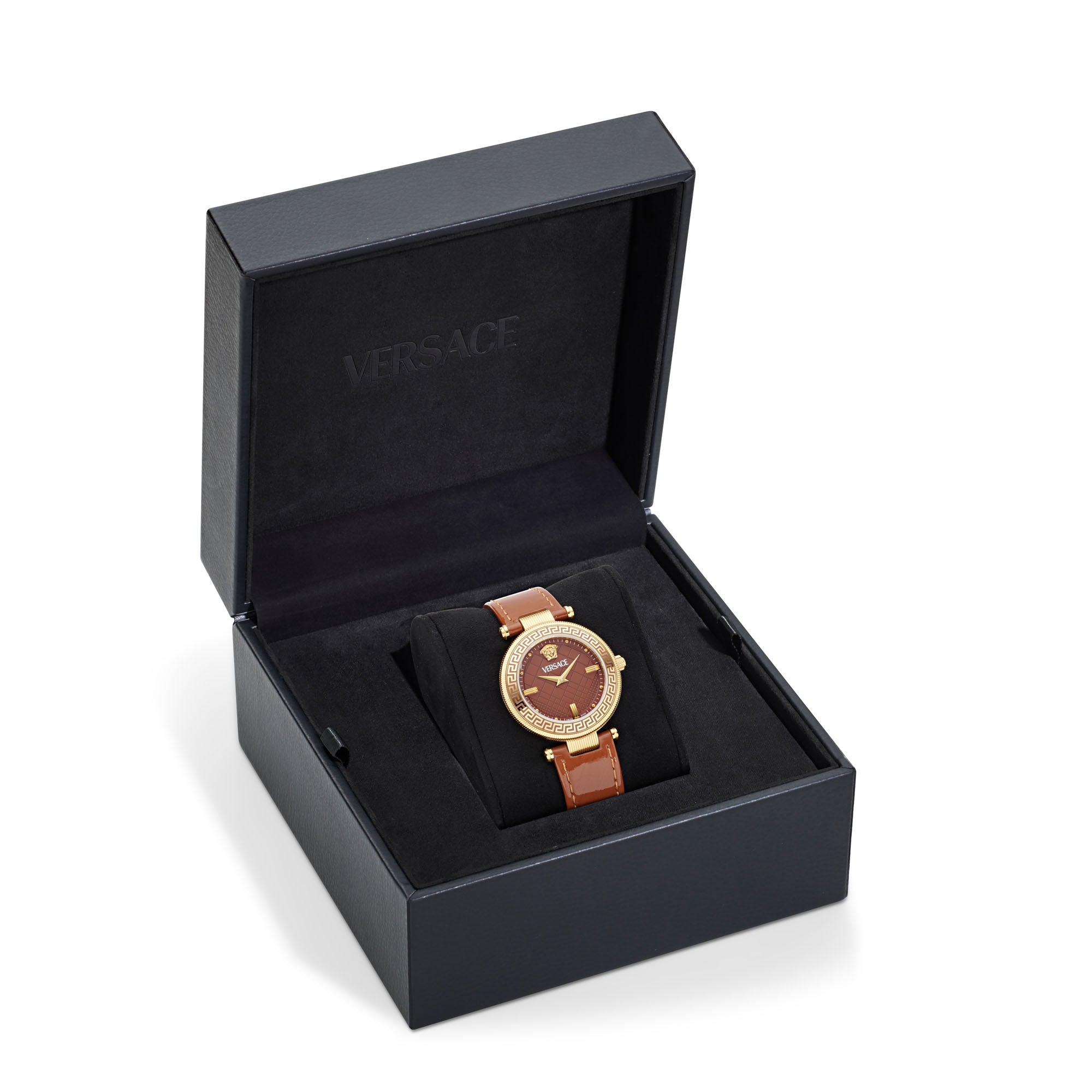 Versace Reve Leather Orange Round Dial Quartz Analog Women Watch