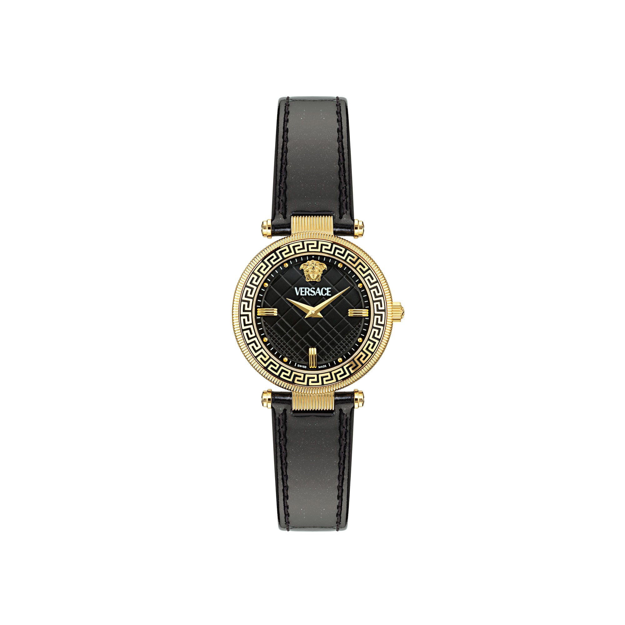 Versace Reve Leather Black Round Dial Quartz Analog Women Watch Watch Versace