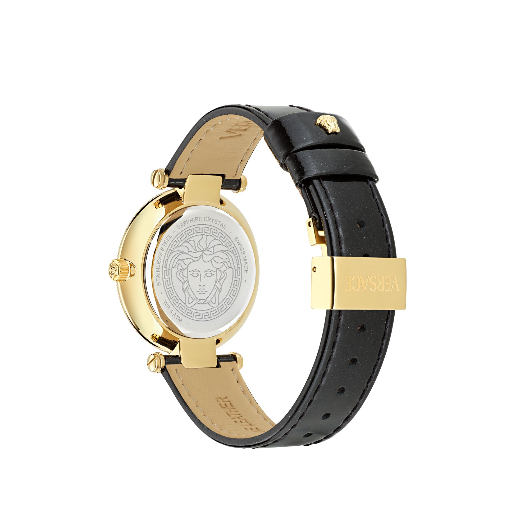 Versace Reve Leather Black Round Dial Quartz Analog Women Watch
