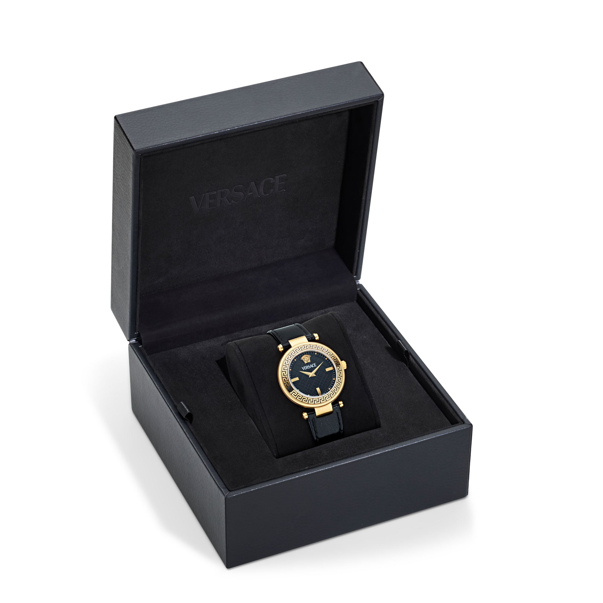 Versace Reve Leather Black Round Dial Quartz Analog Women Watch