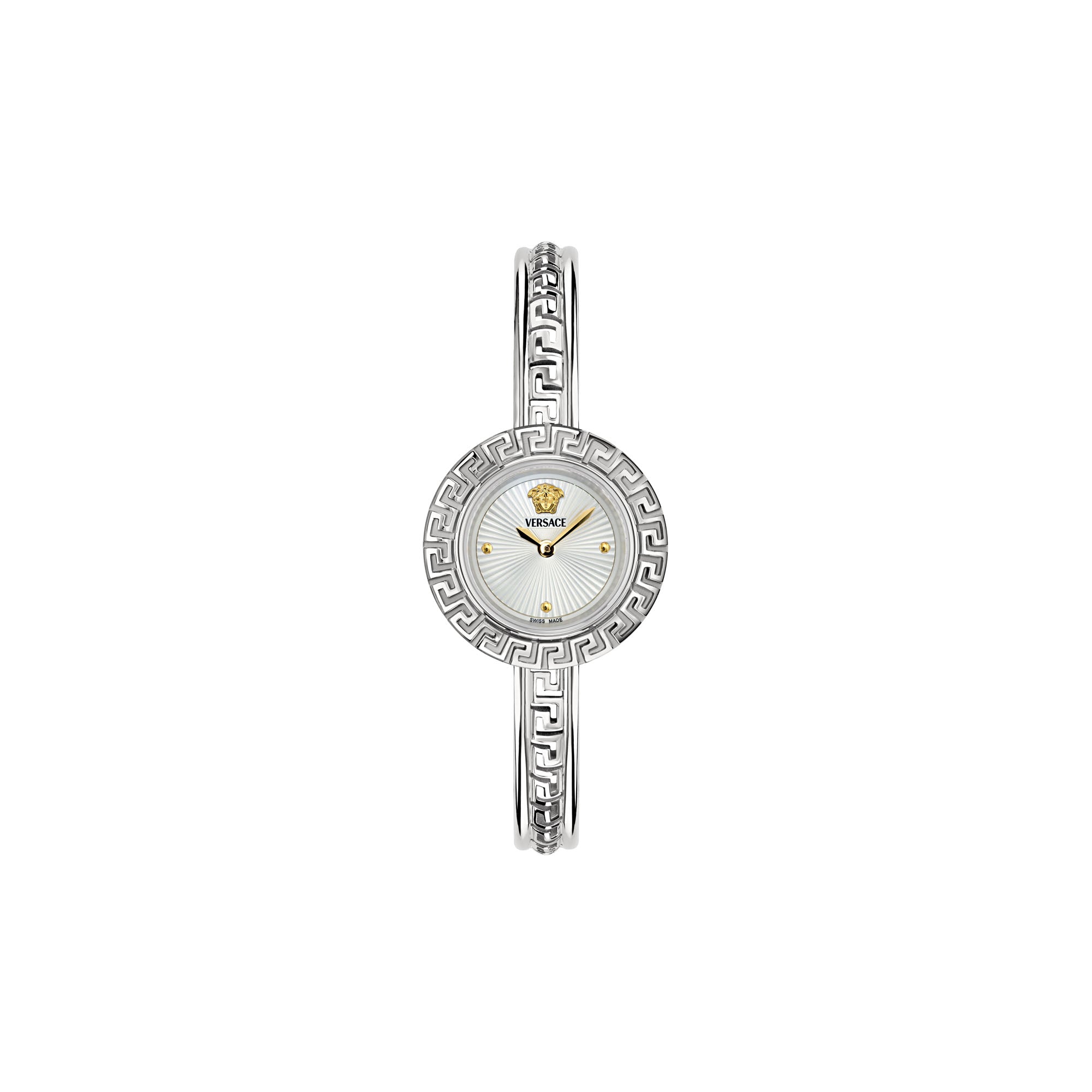 Versace Iconic Leather White Round Dial Quartz Analog Women Watch