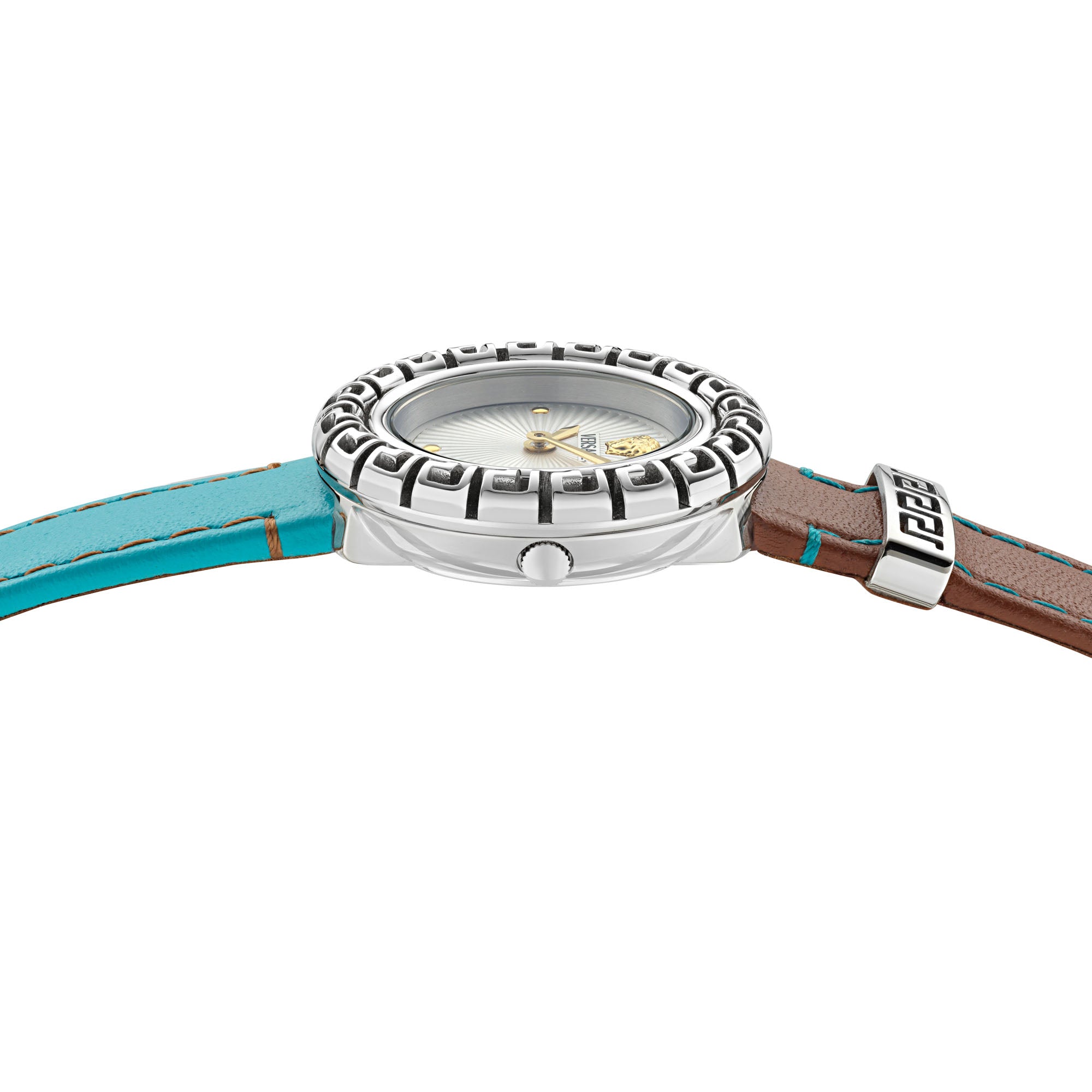 Versace Iconic Leather White Round Dial Quartz Analog Women Watch