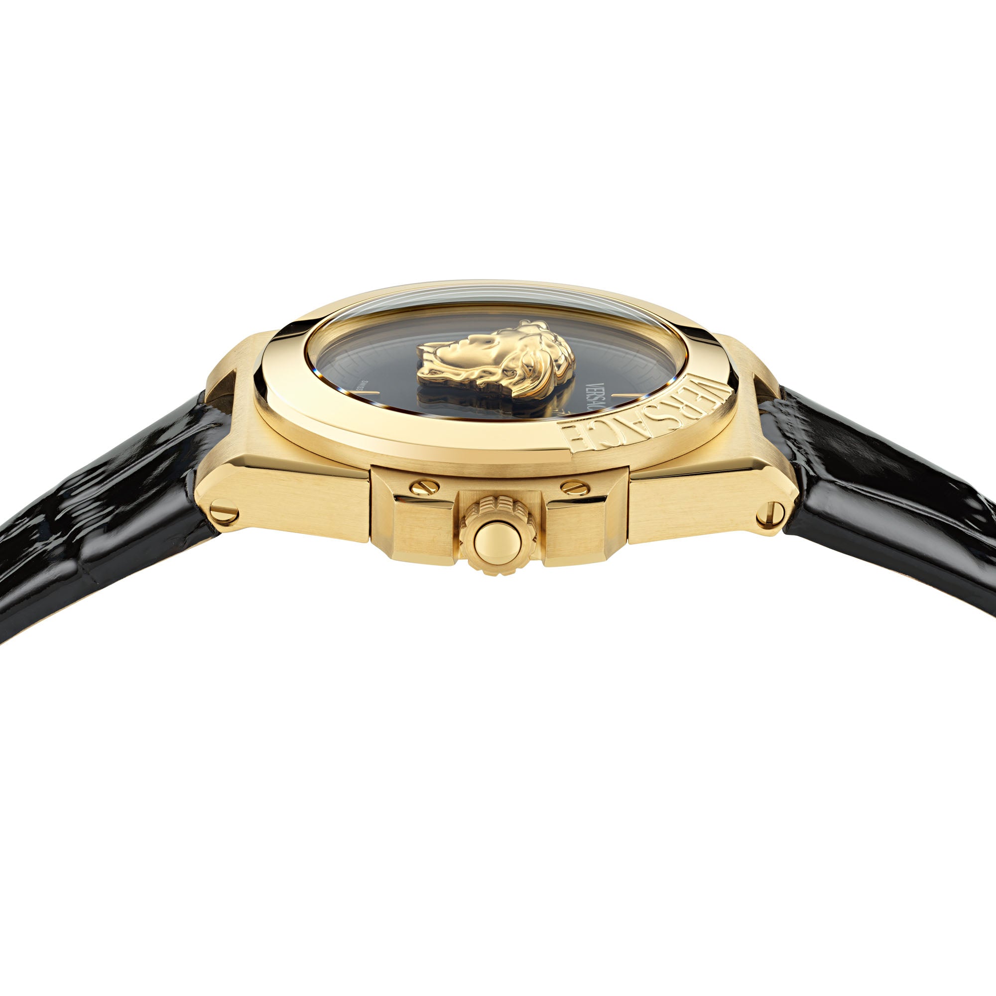 Versace Hera Leather Black Round Dial Quartz Analog Women Watch Watch Versace