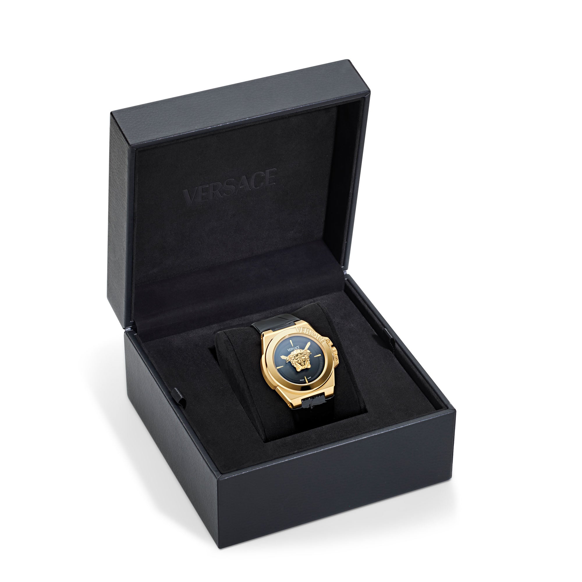 Versace Hera Leather Black Round Dial Quartz Analog Women Watch Watch Versace