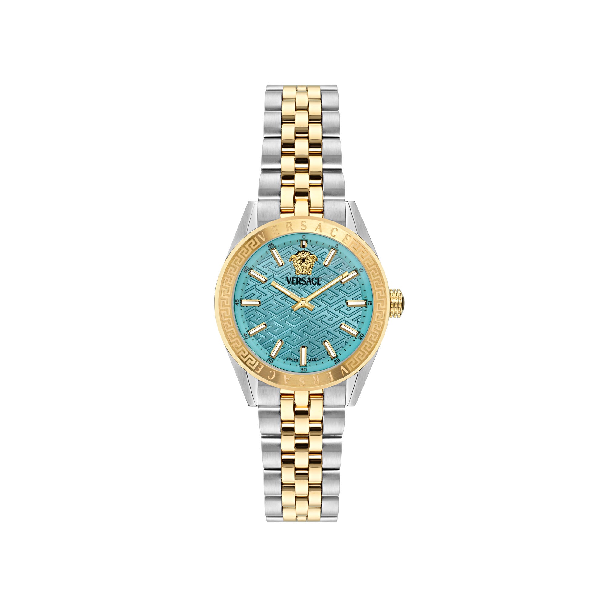 Versace Timeless V Code Blue Round Dial Quartz Analog Women Watch