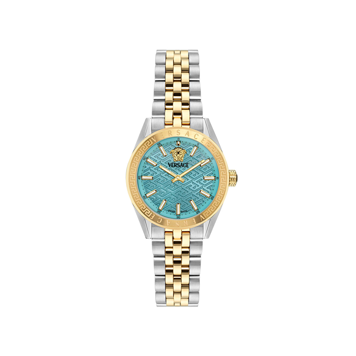 Versace Timeless V Code Blue Round Dial Quartz Analog Women Watch