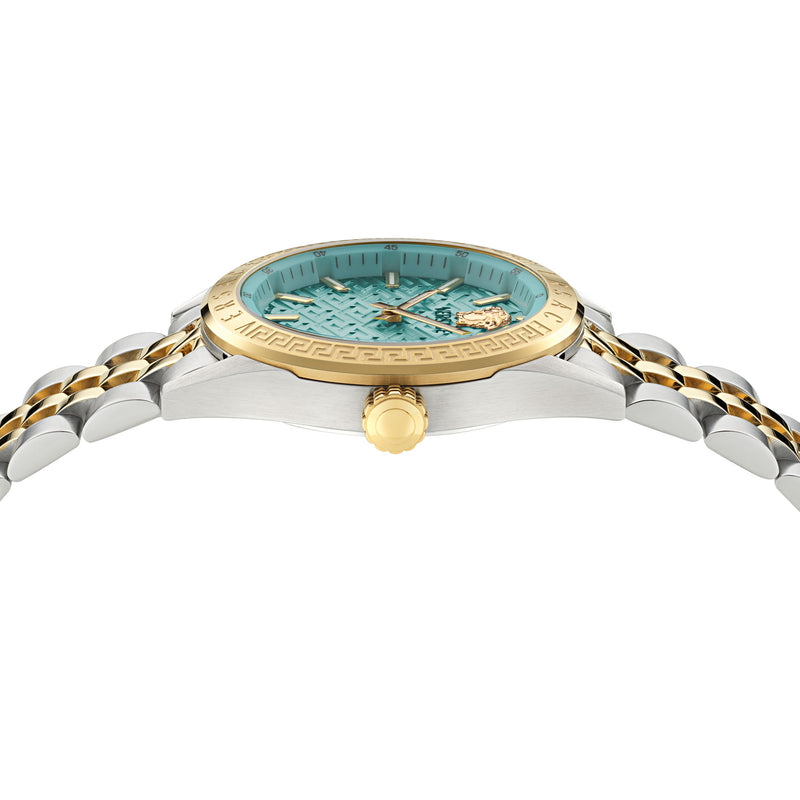 Versace Timeless V Code Blue Round Dial Quartz Analog Women Watch Watch Versace