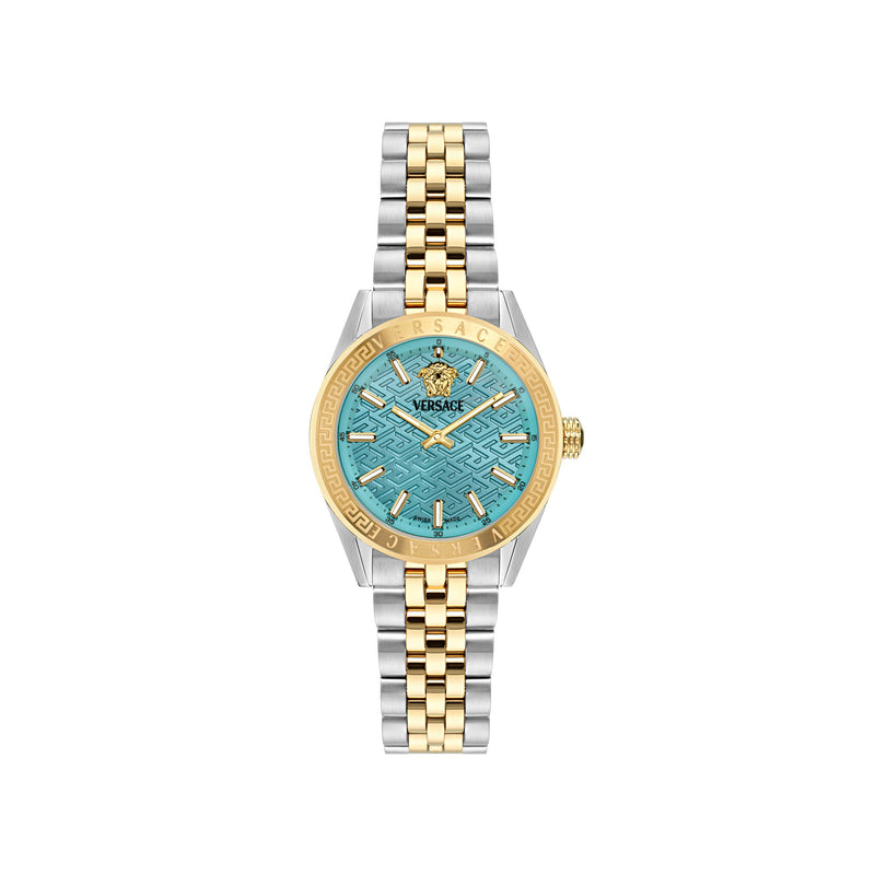 Versace Timeless V Code Blue Round Dial Quartz Analog Women Watch Watch Versace