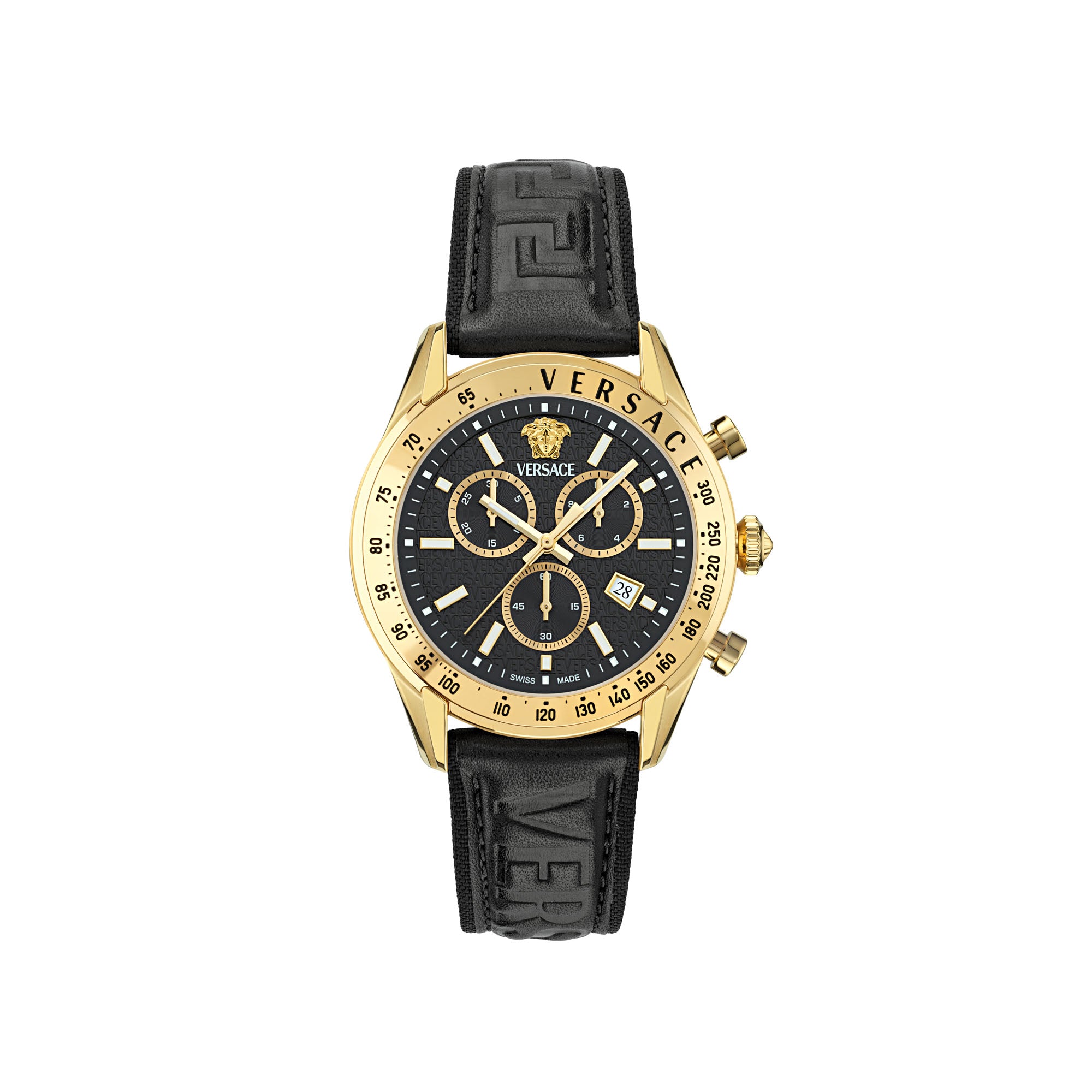 Versace Chrono Master Leather Black Round Dial Quartz Analog Men Watch