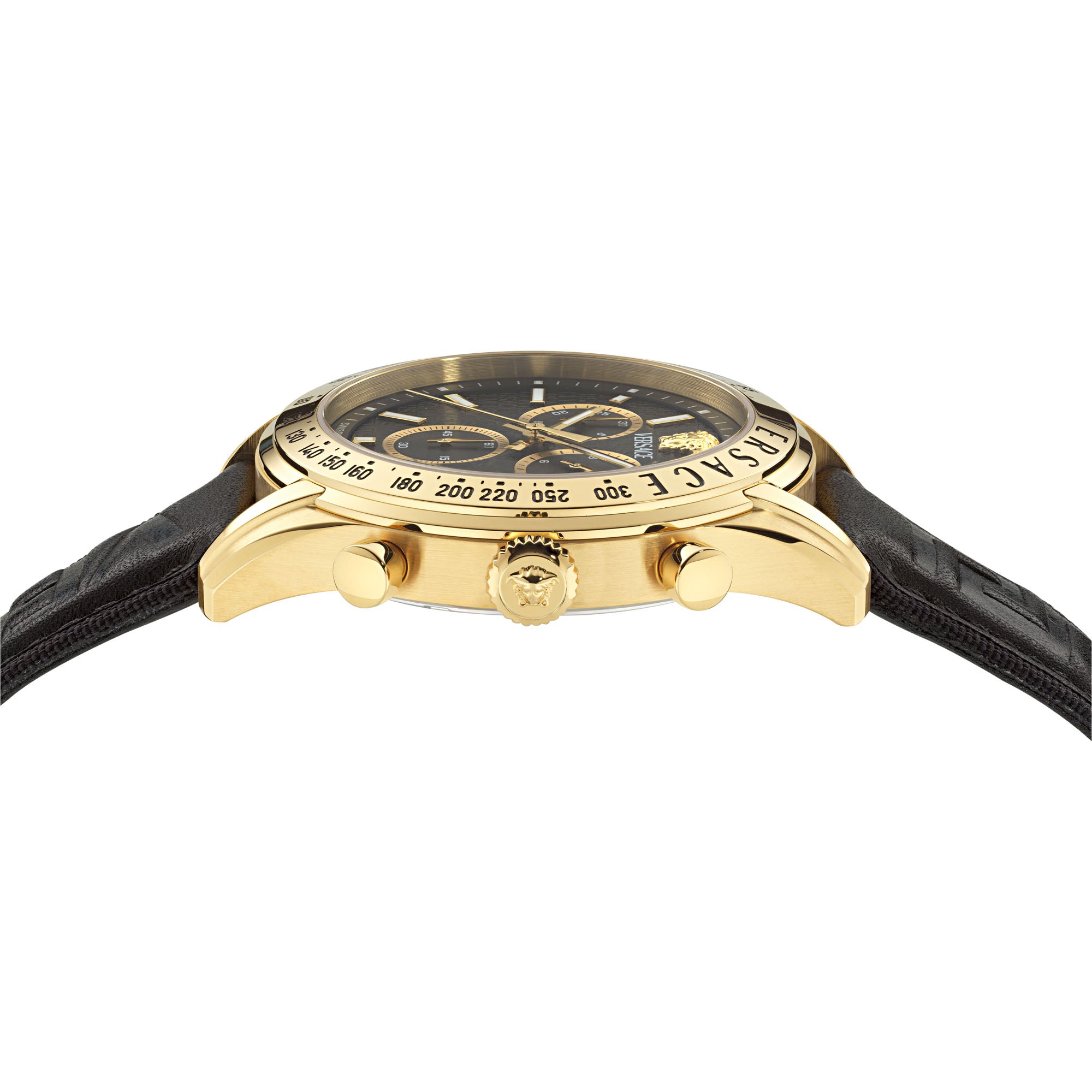 Versace Chrono Master Leather Black Round Dial Quartz Analog Men Watch