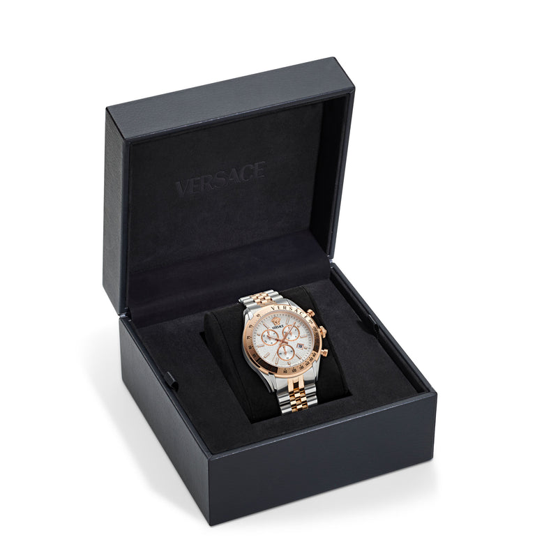 Versace Chrono Master White Round Dial Quartz Analog Men Watch Watch Versace
