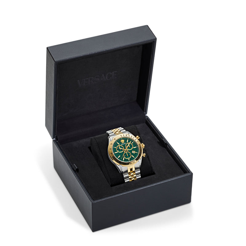 Versace Chrono Master Green Round Dial Quartz Analog Men Watch Watch Versace