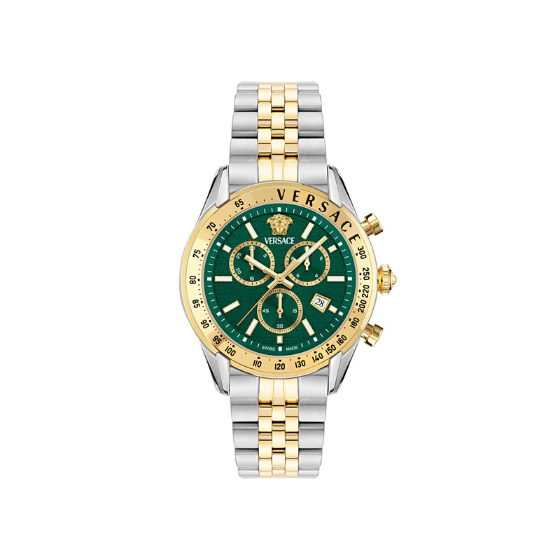 Versace Chrono Master Green Round Dial Quartz Analog Men Watch Watch Versace