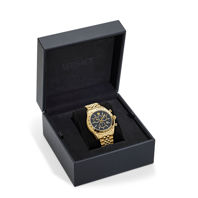 Versace Chrono Master Black Round Dial Quartz Analog Men Watch Watch Versace