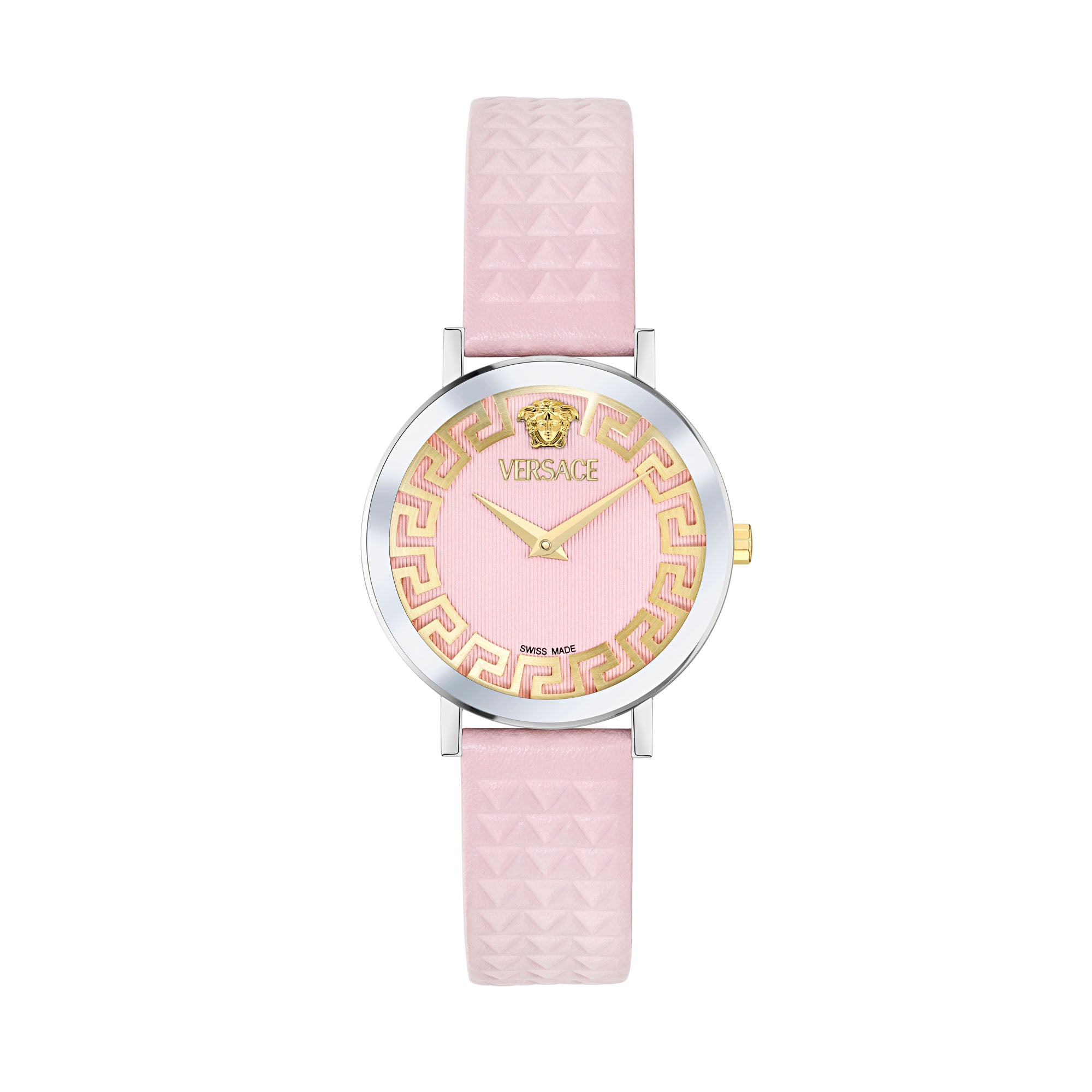 Versace Daedalus Leather Pink Round Dial Quartz Analog Women Watch Watch Versace