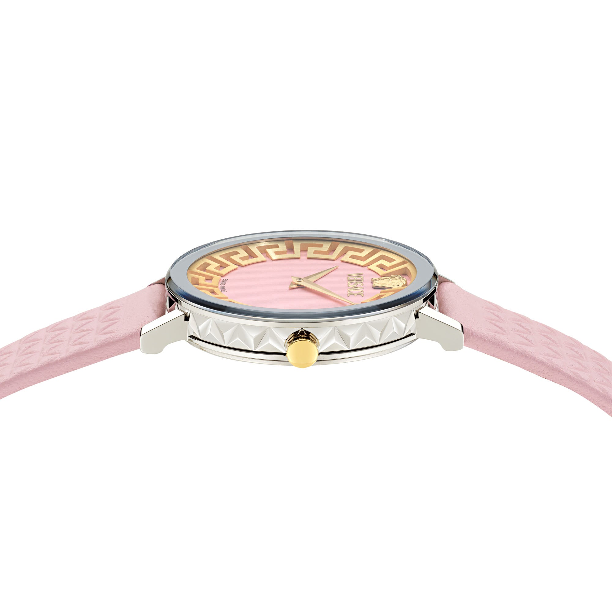 Versace Daedalus Leather Pink Round Dial Quartz Analog Women Watch Watch Versace