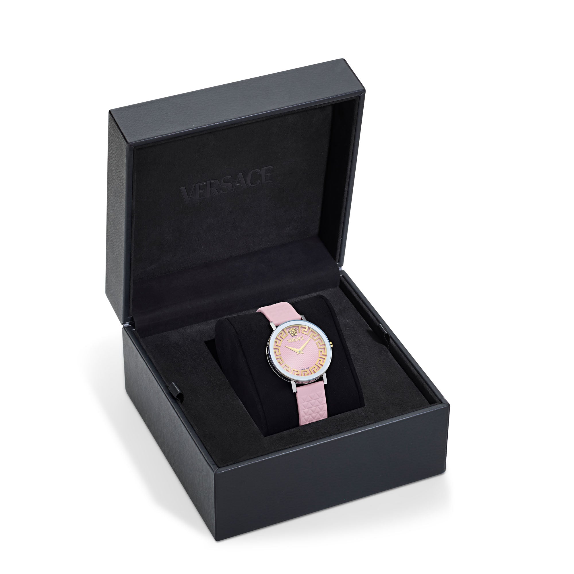 Versace Daedalus Leather Pink Round Dial Quartz Analog Women Watch