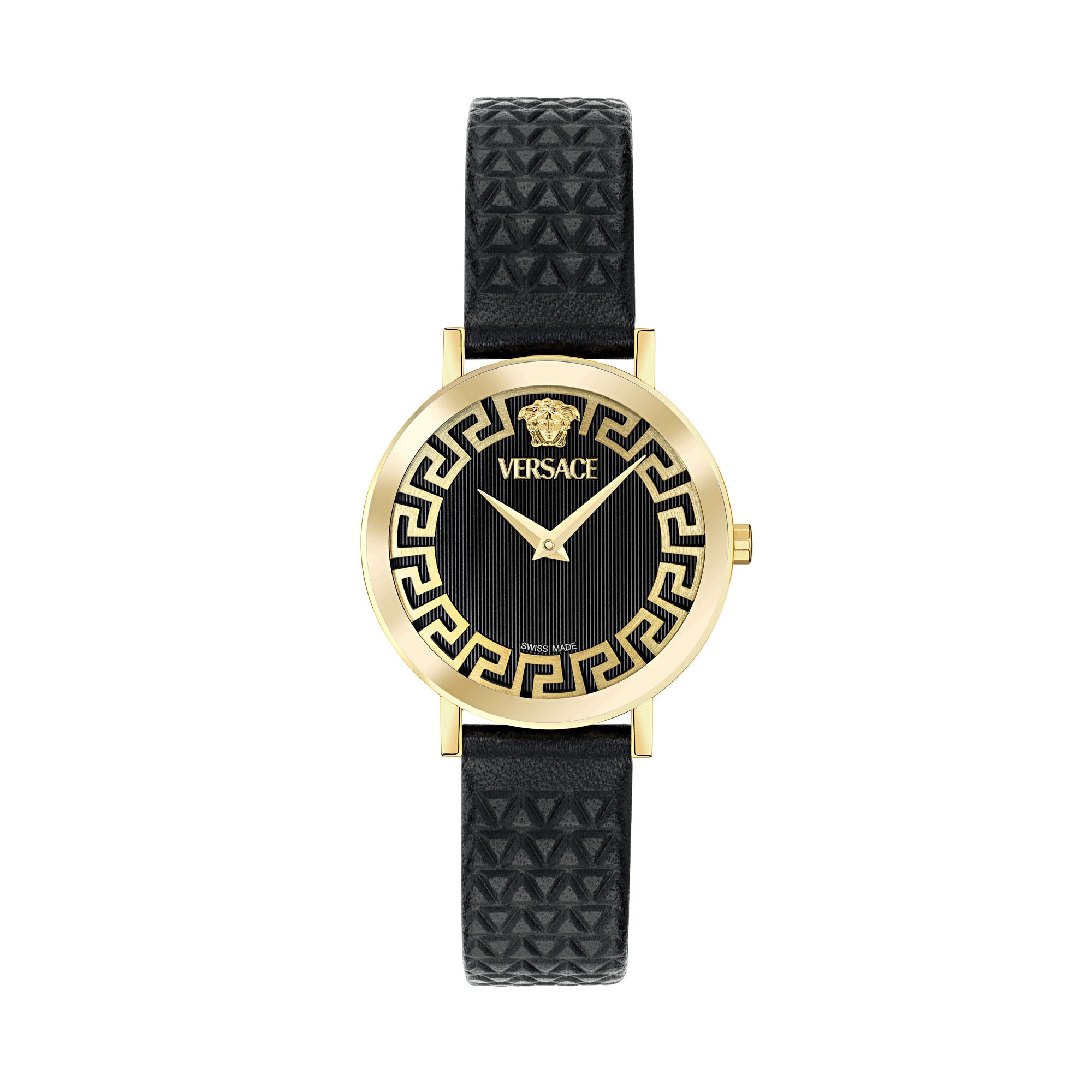 Versace Daedalus Leather Black Round Dial Quartz Analog Women Watch
