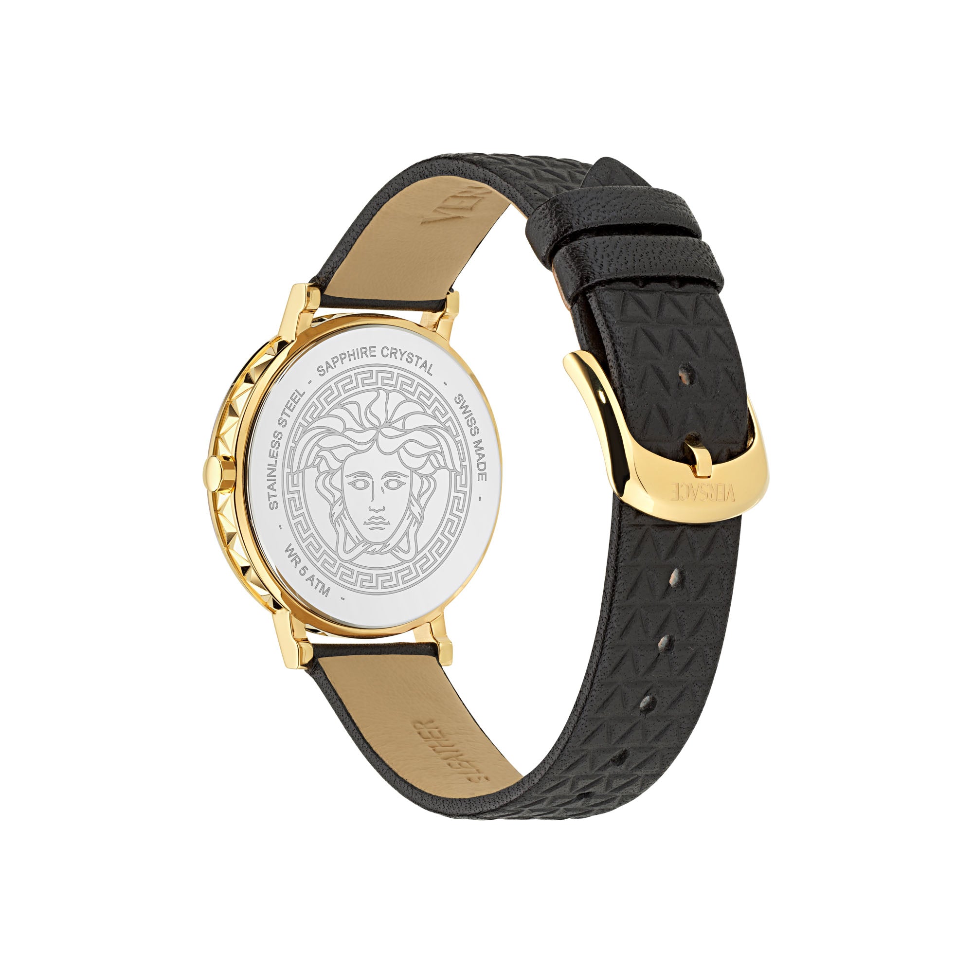 Versace Daedalus Leather Black Round Dial Quartz Analog Women Watch Watch Versace