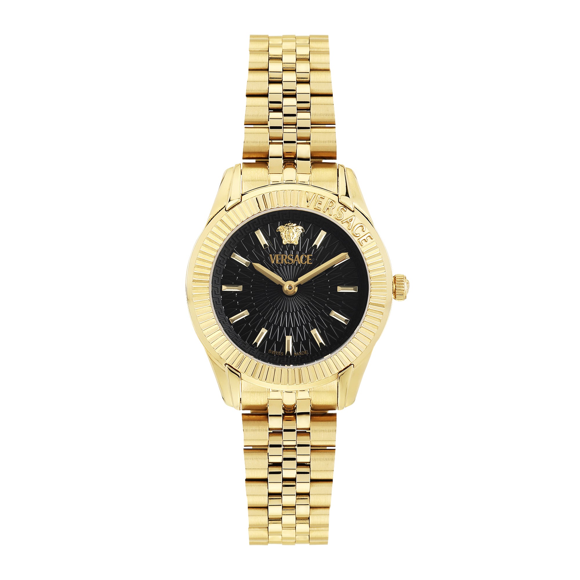 Versace Greca Time Black Round Dial Quartz Analog Women Watch Watch Versace