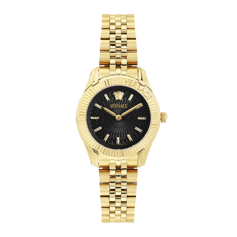 Versace Greca Time Black Round Dial Quartz Analog Women Watch Watch Versace