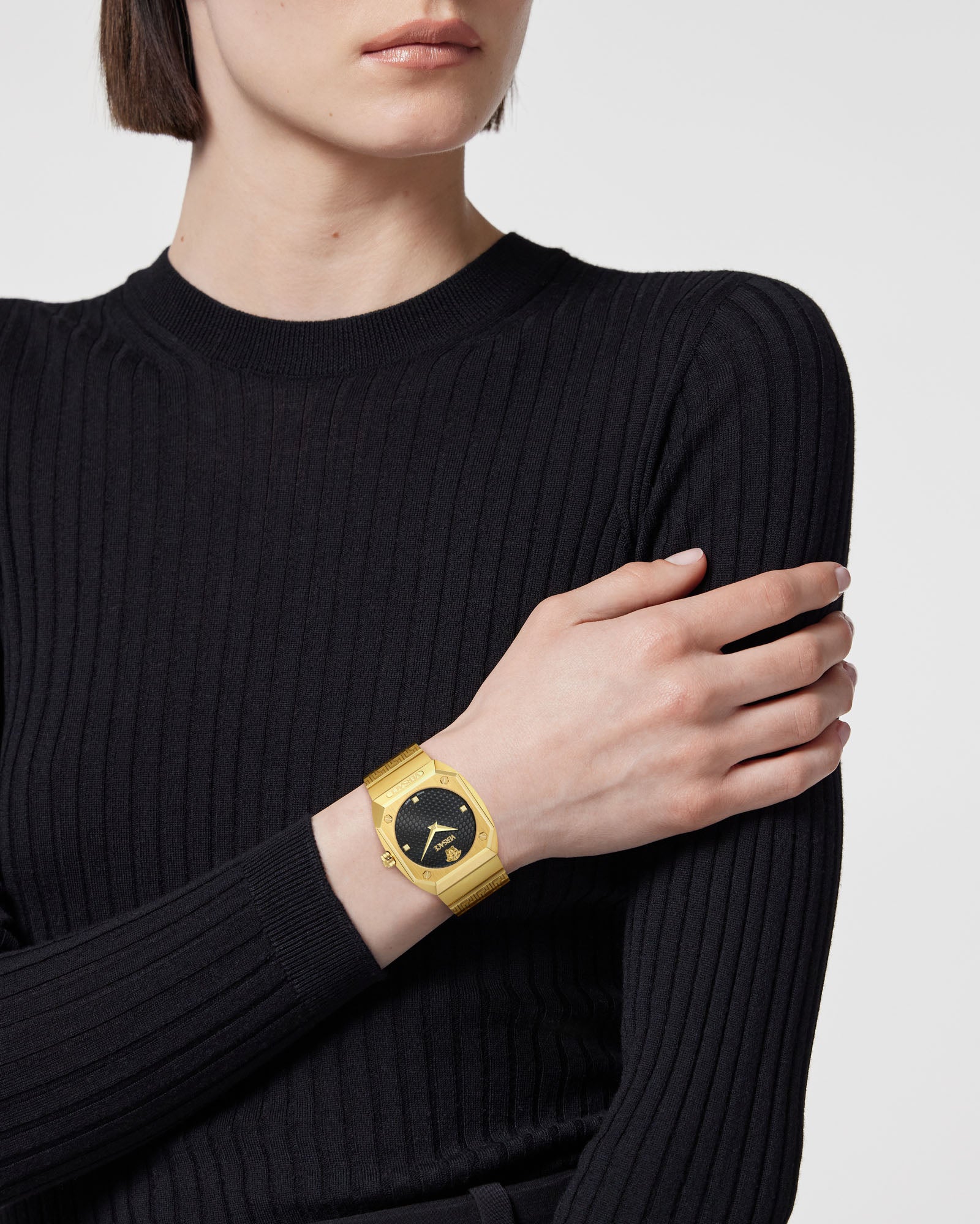 Versace Antares Black Octogonal Dial Quartz Analog Women Watch