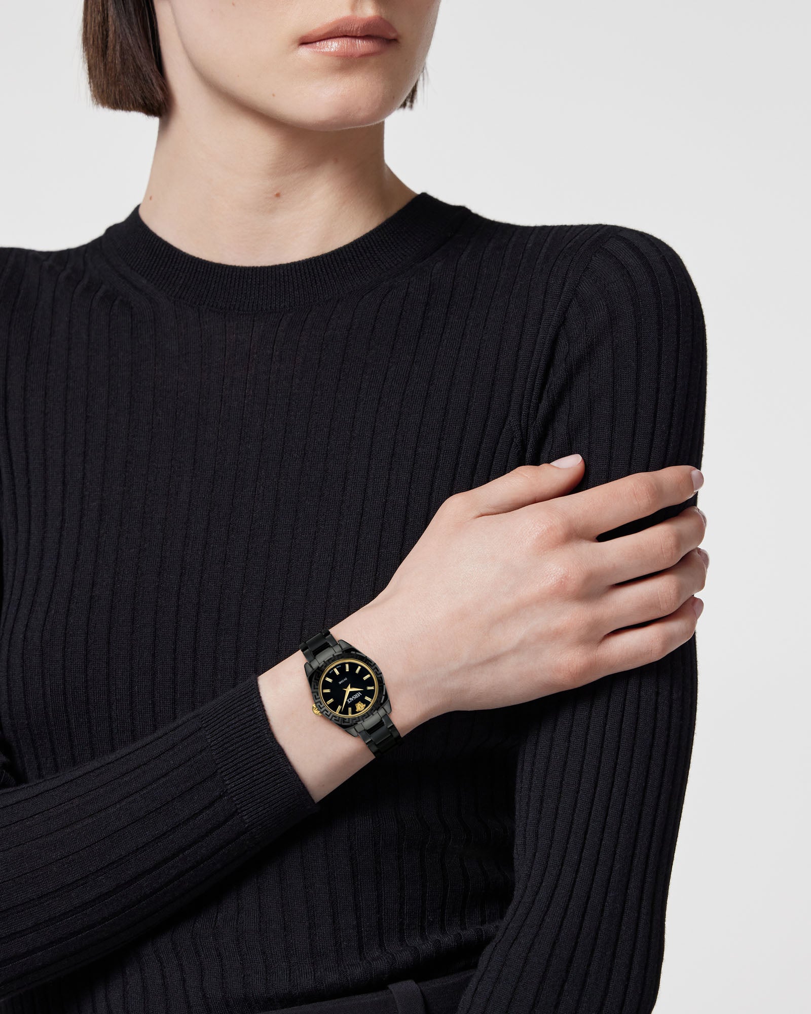 Versace Dv Black Round Dial Quartz Analog Women Watch Watch Versace