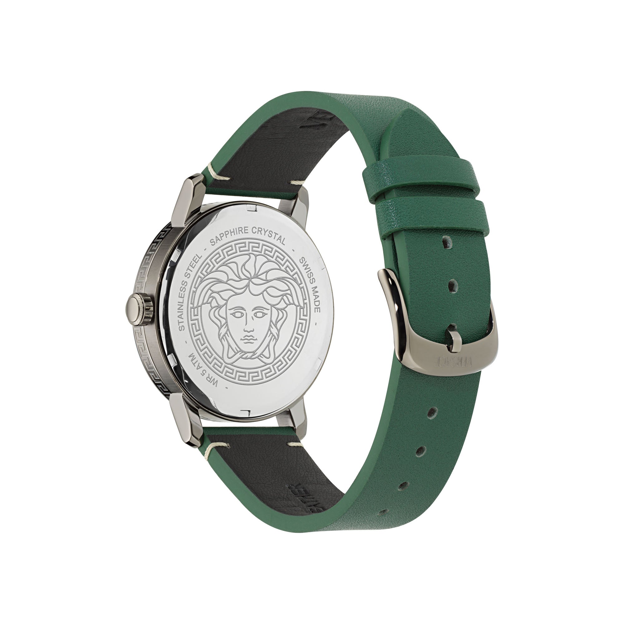 Versace V Helix Leather Green Round Dial Quartz Analog Men Watch Watch Versace