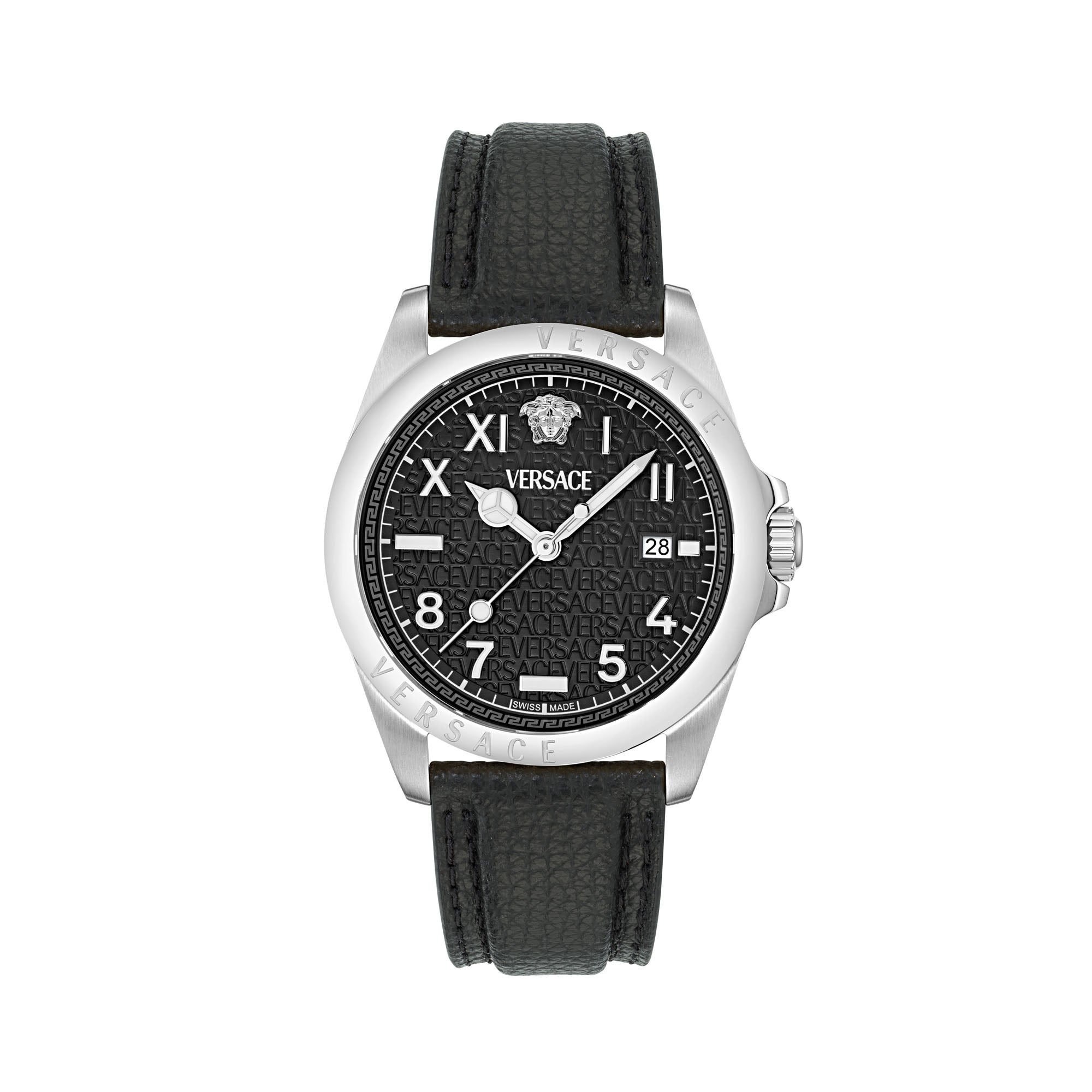 Versace Anteo Leather Black Round Dial Quartz Analog Men Watch