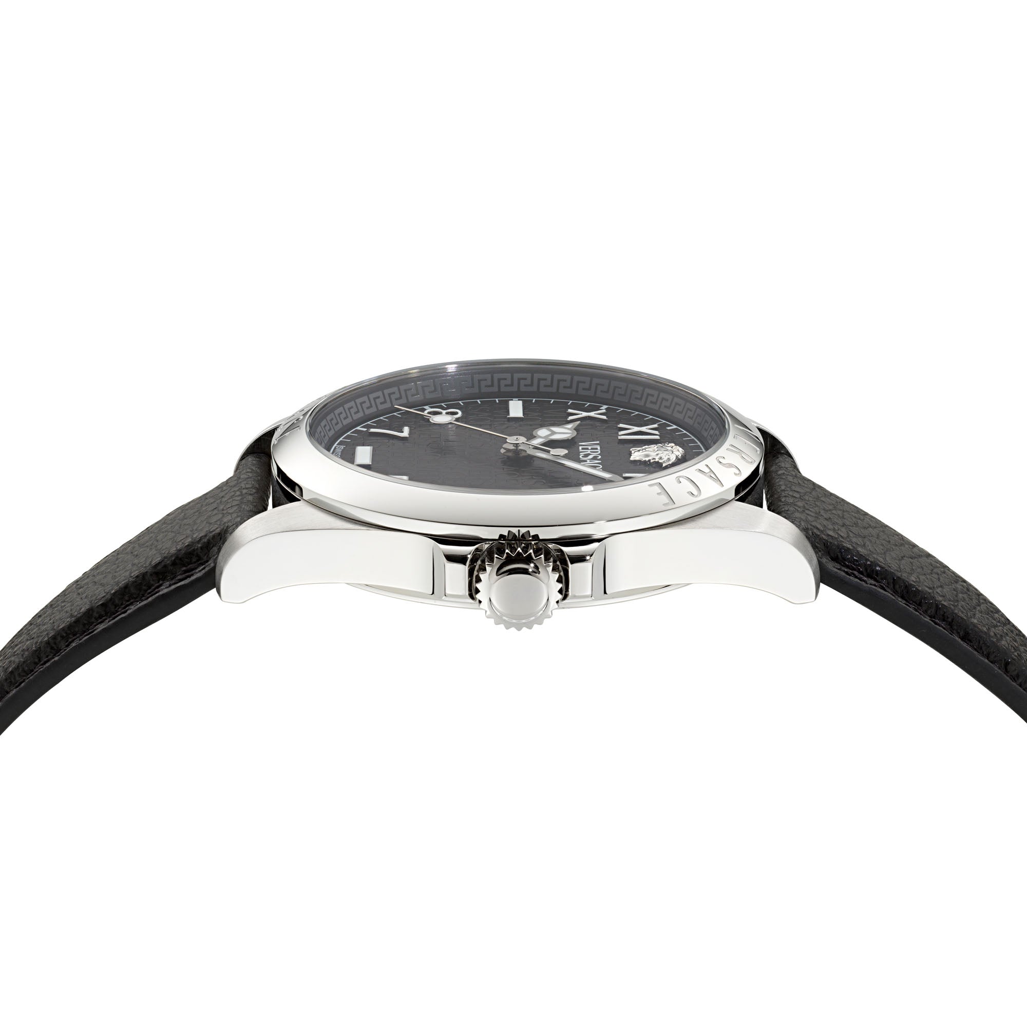 Versace Anteo Leather Black Round Dial Quartz Analog Men Watch Watch Versace
